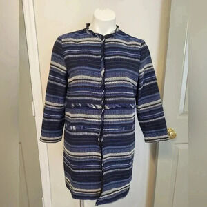 Vineyard Vines Striped Woven Long Line Jacket Blazer in Deep Blue(S)
